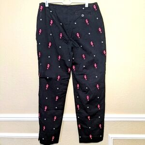 Seahorse Embroidered Black & Pink Ankle Pants